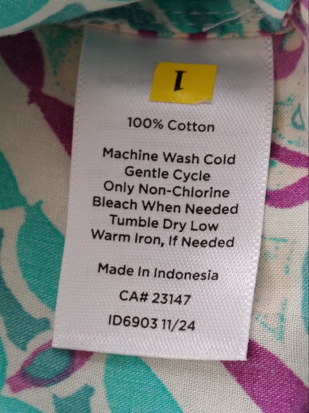 Talbots Turquoise & Purple Patterned Button-Front Blouse - Picture 7 of 8